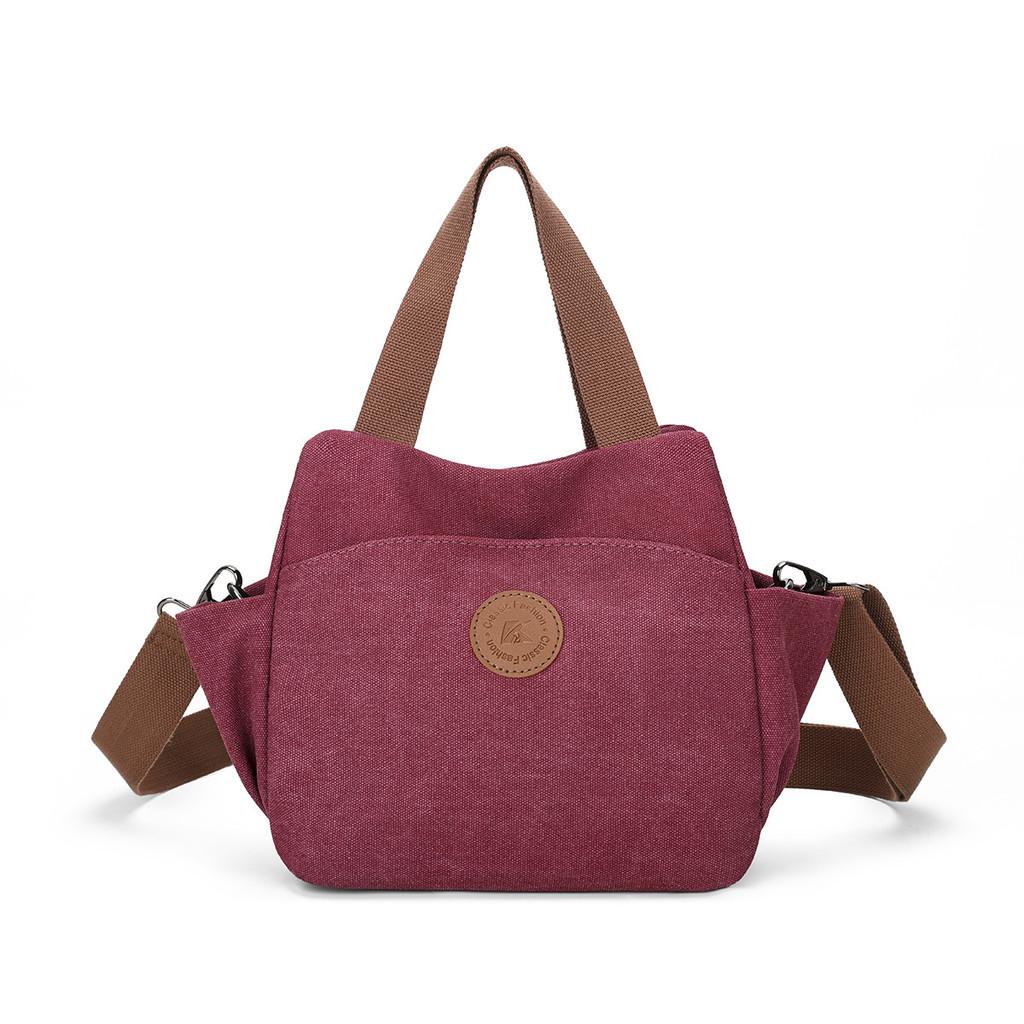 Vintage Canvas Shoulder Bag For Women With Zipper Pockets And Retro Style For Daily Use