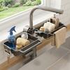 Plastic Sink Drain Rack Hanging Large Capacity Sink Faucet Organizer Adjustable Space Saving Soap Drainer Bathroom
