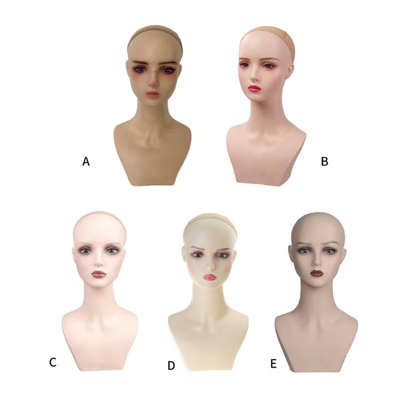 Wig Stand Portable Wig Holder Female Mannequin Head Wig Display Stand Wig Training Head Model for Hair Salons