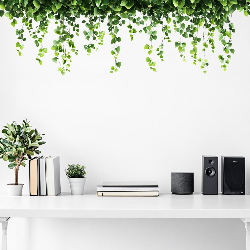 Kreativní Samolepka na zeď se zelenou rostlinou a liánou, Samolepicí, Odnímatelná PVC Samolepka na zeď pro dekoraci stěny v ložnici a obývacím pokoji