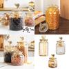 Pack of 3 Glass Jars with Decorative Heart Covers for Secure Food Preservation and Kitchen Organization Candy Organizers
