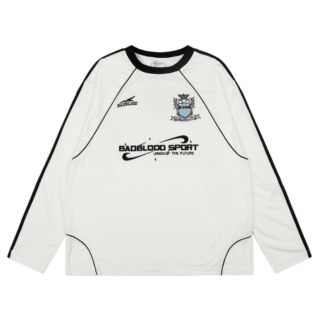 Badblood Retro Korean-American Embroidered Mesh Long Sleeve Jersey