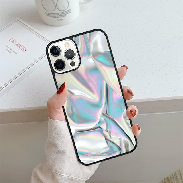 Iridescent Holographic Art Phone Case For iPhone 17 Air 14 15 16 13 12 Cover For Apple Pro Max 6S Plus Coque