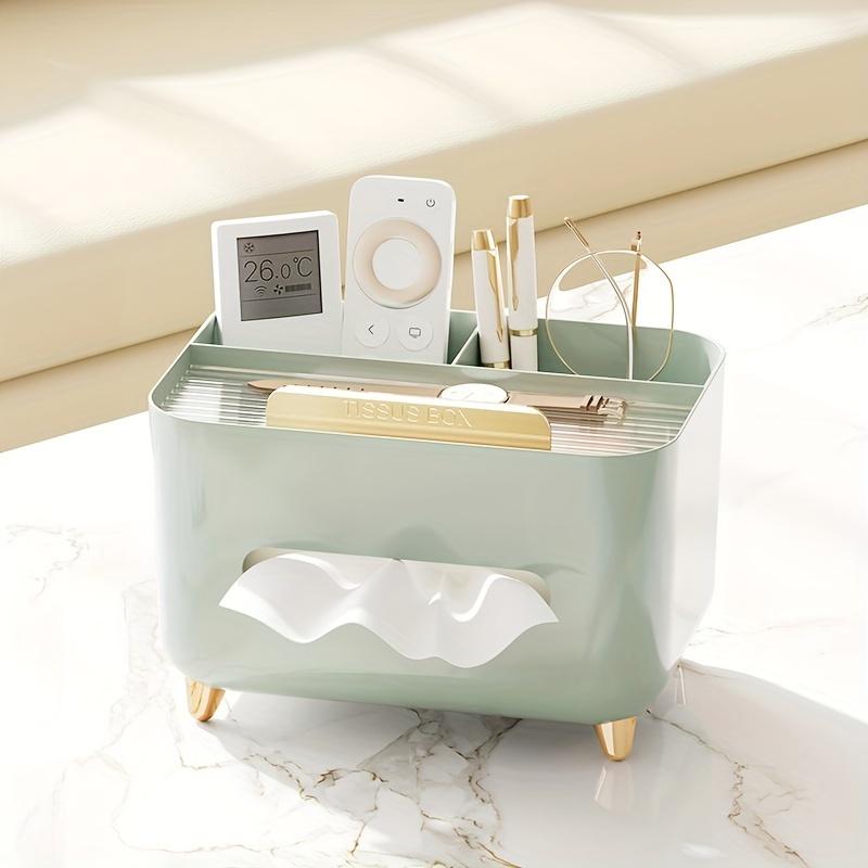 Multifunctional Tissue Box Creative Plastic Storage Organizer Remote Control Decor Elegant Gold Accent Living Room Coffee Table
