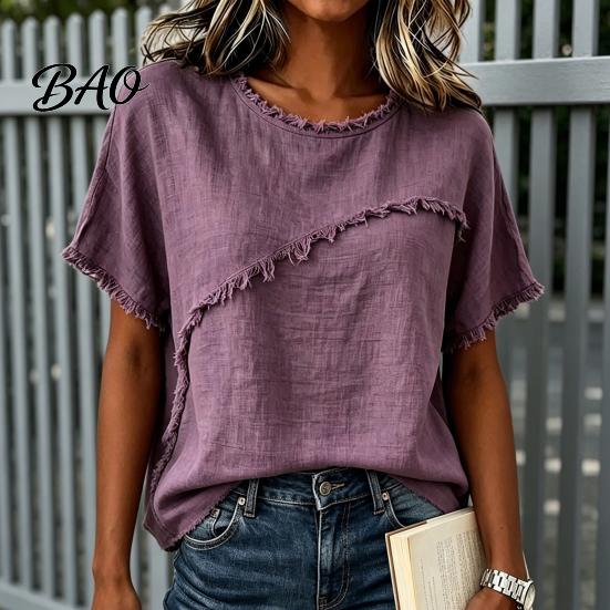 Soft Touch Women Tee T-shirt, Crew Neck Short Sleeve Shirt, Pure Color Fabric Summer Loose Fit Tops, Casual Tees T-shirt
