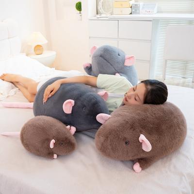 Jolie Peluche Rat Gris Marron Peluche Douce Poupée Animal en Peluche Cadeau Parfait Anniversaire Noël pour Enfants