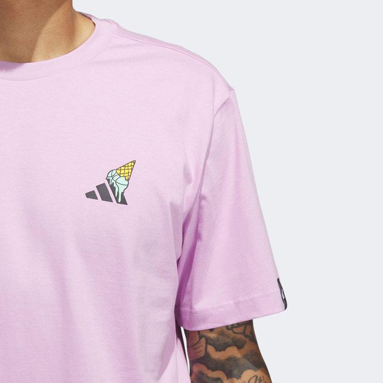 Adidas Ice Cream Hoops Cartoon Logo Short Sleeve T-Shirt Men Tops Pink IN7443