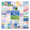 50 Scenery Oil Painting Graffiti Stickers for Children's DIY Diary, Skateboard, Phone Case, and Suitcase.
