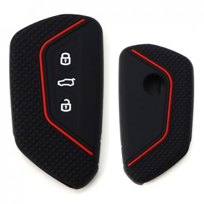 Housse en Silicone Doux Noir pour Porte-clés Volkswagen MK8 Golf/GTI, Skoda Octavia