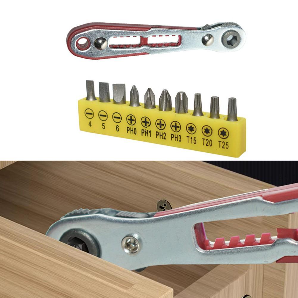Bidirectional Ratchet Wrench for 1/4 Inch Hex Shank Screwdriver Bits