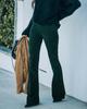 Spring/Summer 2025 Women's High-Waist Slim Fit Corduroy Flare Pants - Solid Color, Elastic Waist, Casual Drape