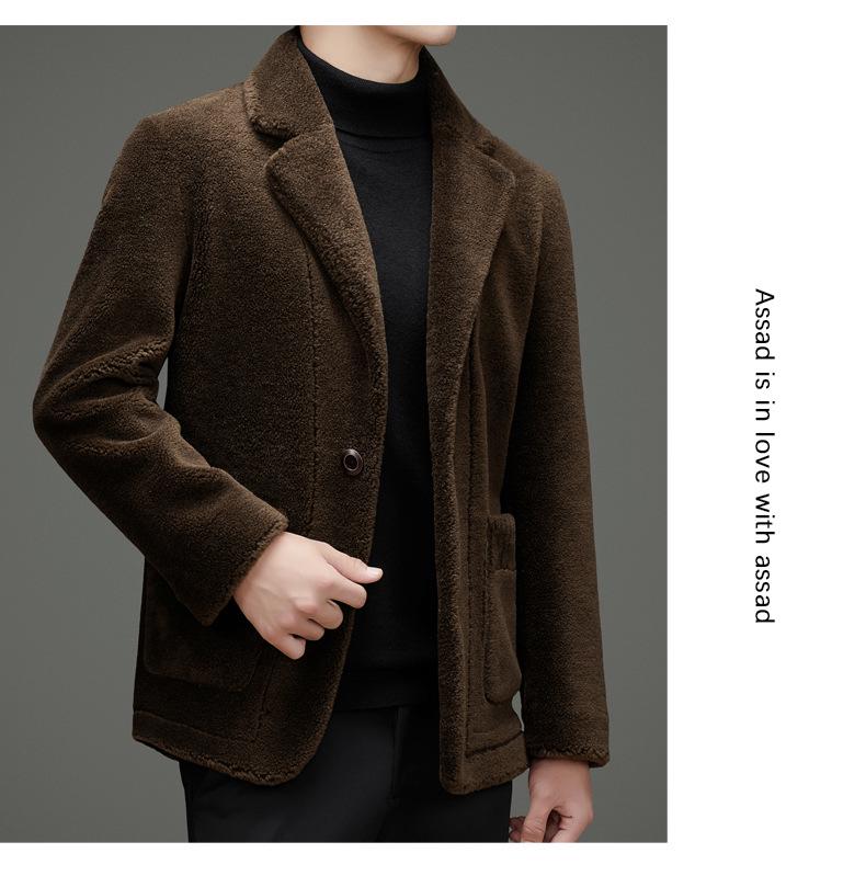 Men's 2025 Winter Fashion Lambswool Shearling Coat, Double-Sided Wear - Casual Style for Young and Middle-Aged