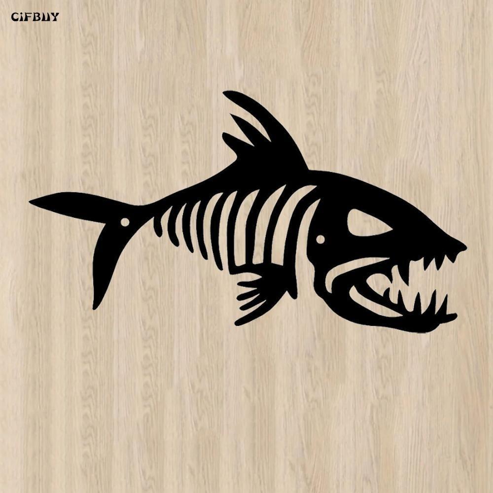 Forged Iron Wall Art Fish Skeleton 50cm Indoor Outdoor Decor