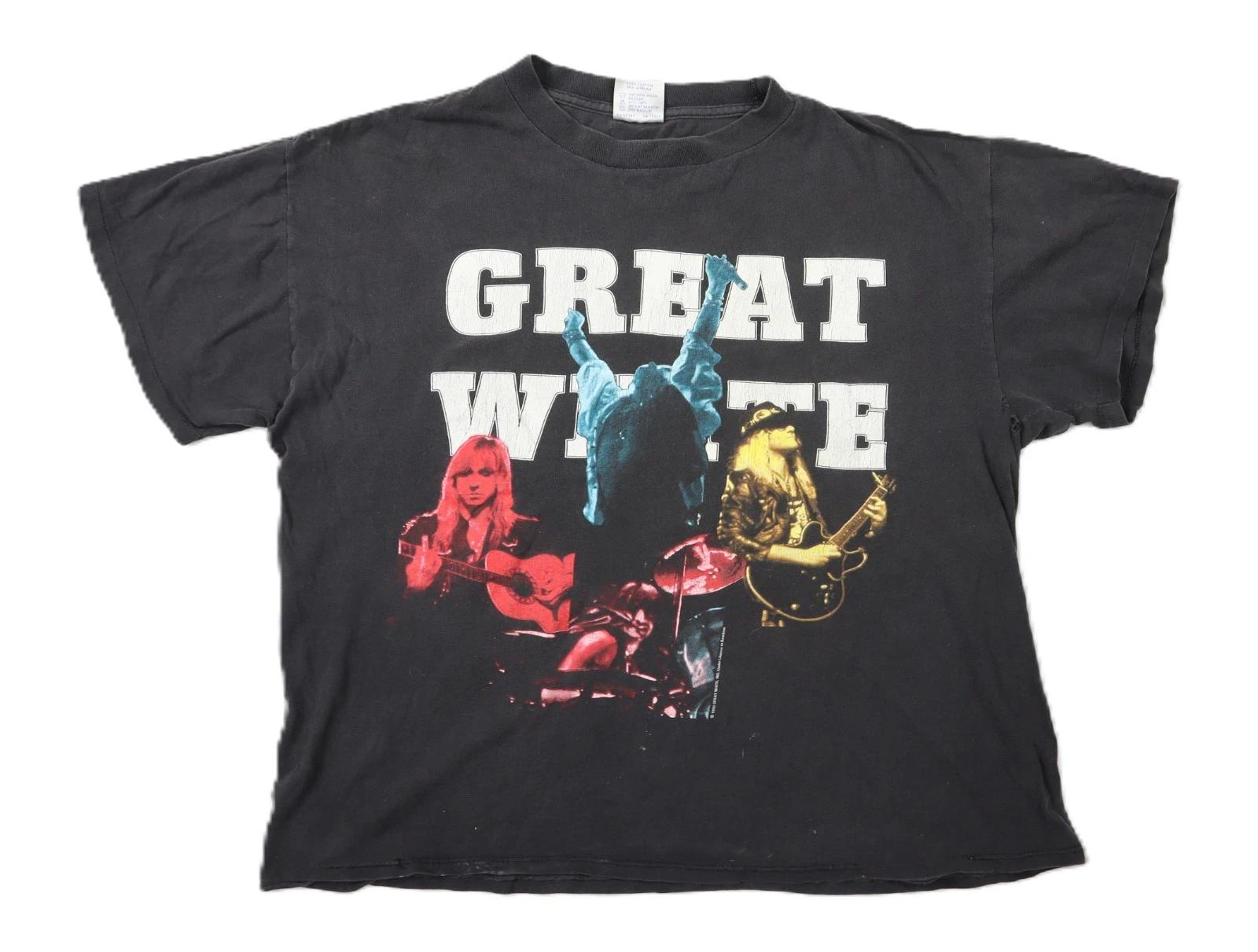 VTG 90s 1992 Brockum USA Adult XL Great White Psycho Cities Tour T Shirt Black 3XL
