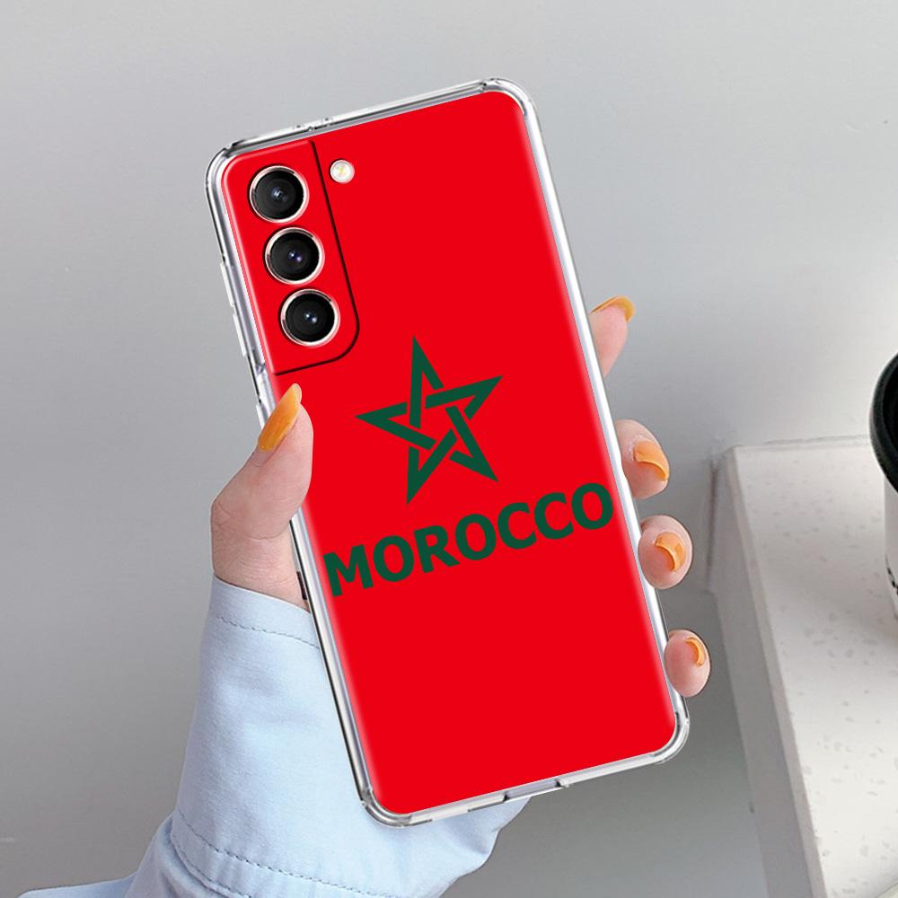 Phone Case For Samsung Galaxy S26 S25 S24 S23 S22 Ultra S20 S21 FE 5G Plus Soft Clear Cover Morocco Flag Soccer