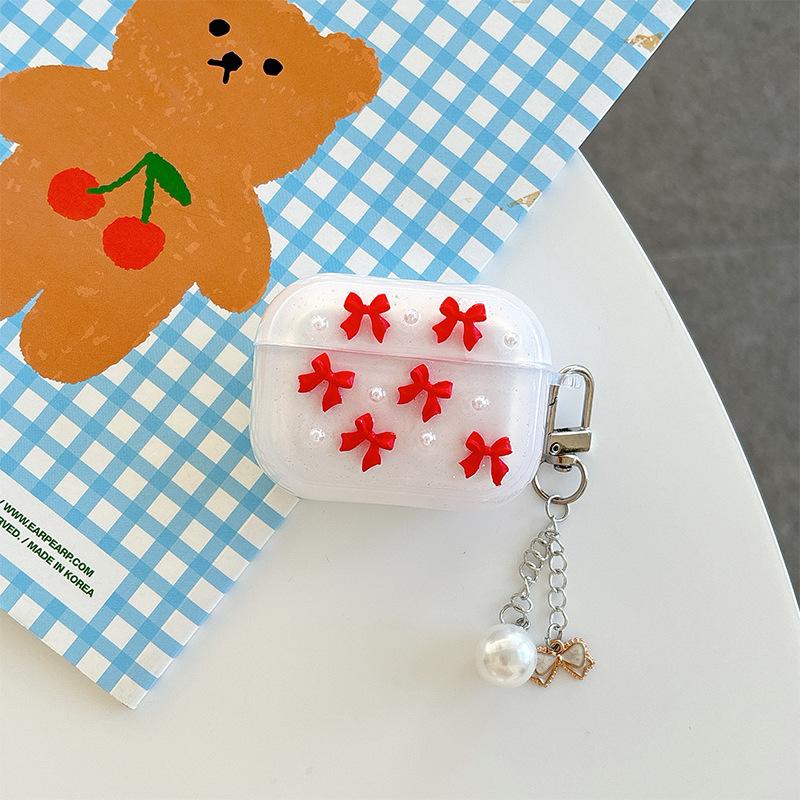 Pearl Bow Earphone Cover For Apple Airpods 4 Bluetooth Protective Case Airpods Pro Bow Pendant