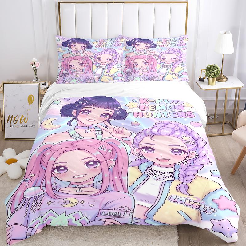 3Pcs Kpop Demon Hunters Bedding Sets For All Sizes New 3D Printed Bed Cover Comforter Duvet Cover Pillowcase Bedroom Decoration