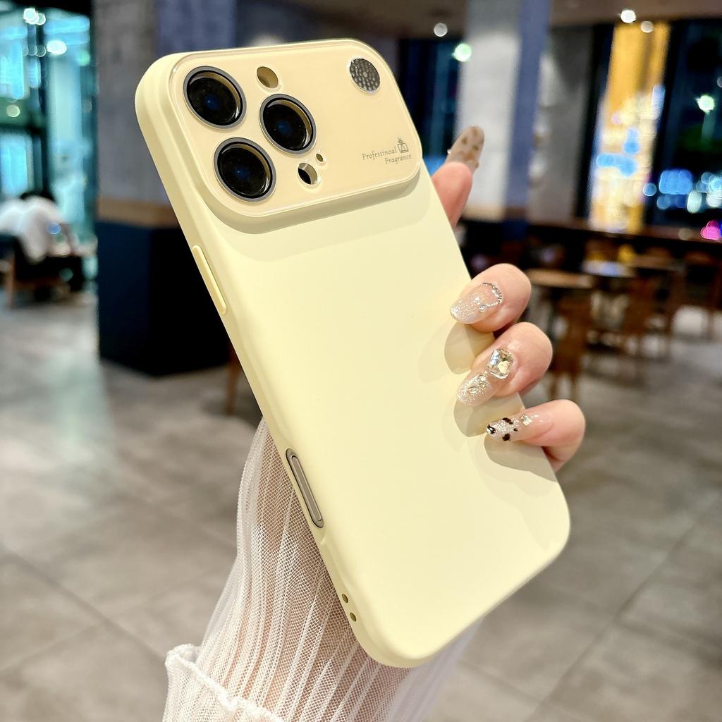 Applicable to Apple 17promax large window fragrance mobile phone case iPhone16 solid color silicone 15 matte protective case