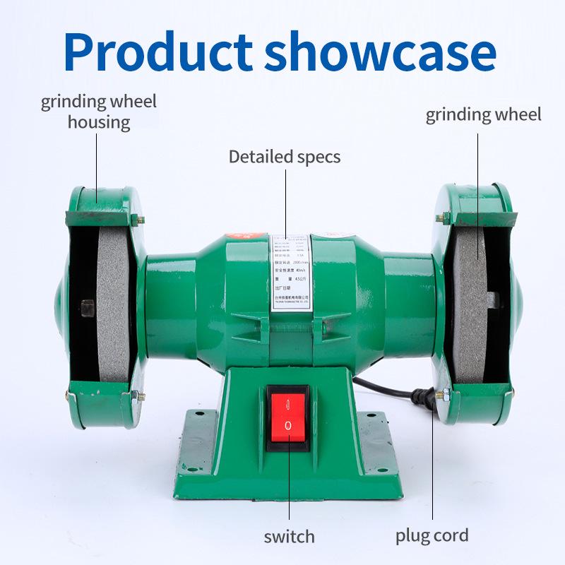 Heavy-Duty Benchtop Double-Wheel Grinder for Metal Trimming and Polishing