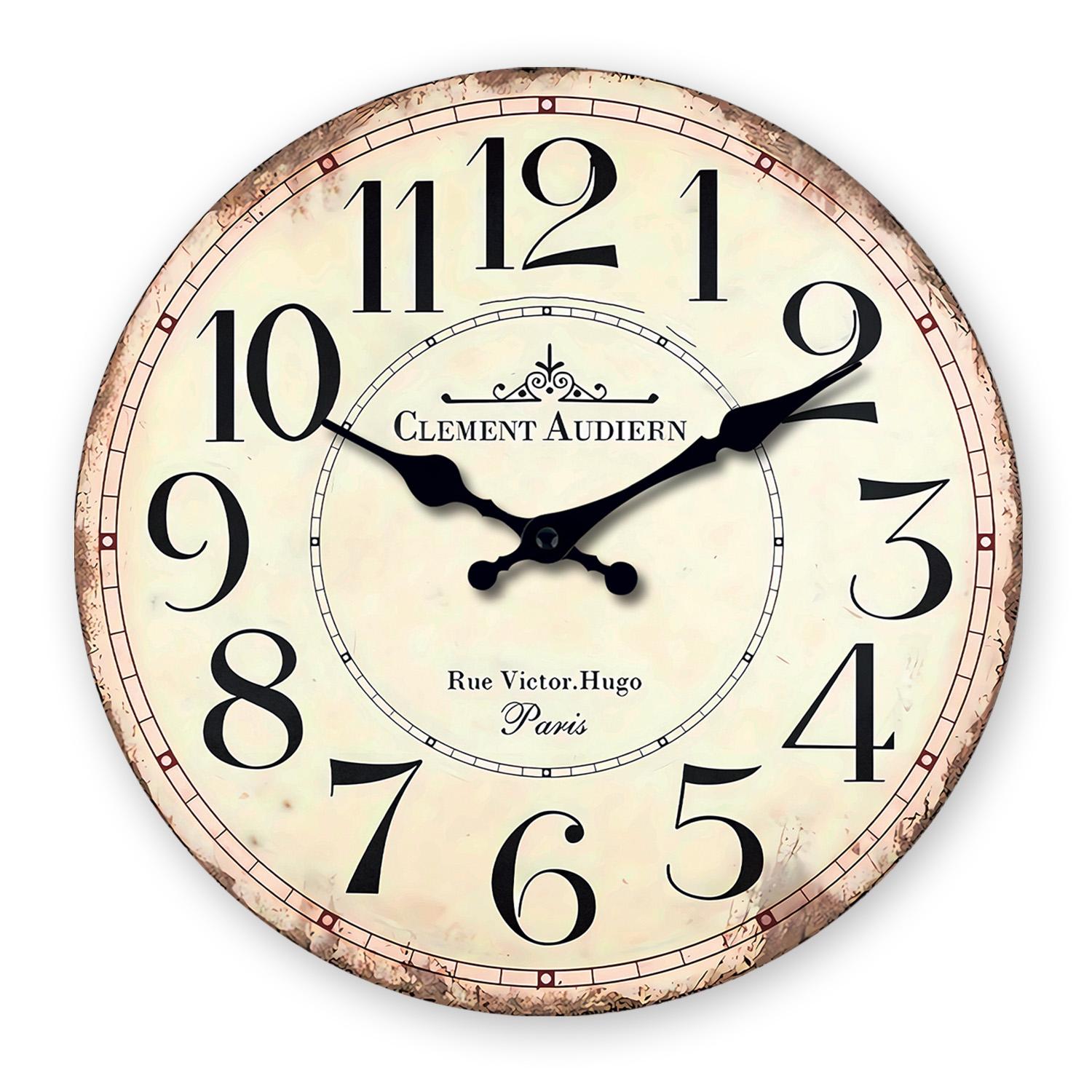 High-Quality French High-Quality Retro High-Quality Style High-Quality Wooden High-Quality Wall High-Quality Clock High-Quality With High-Quality (as the picture,10 Inch)
