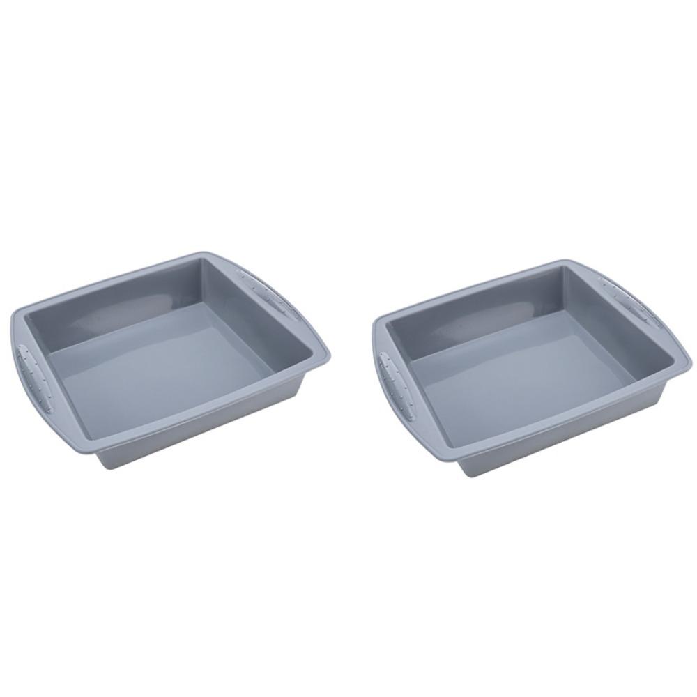 2PCS Heat Resistant Silicone Square Brownie Pan Flexible Dessert Baking Mold  Lasagna
