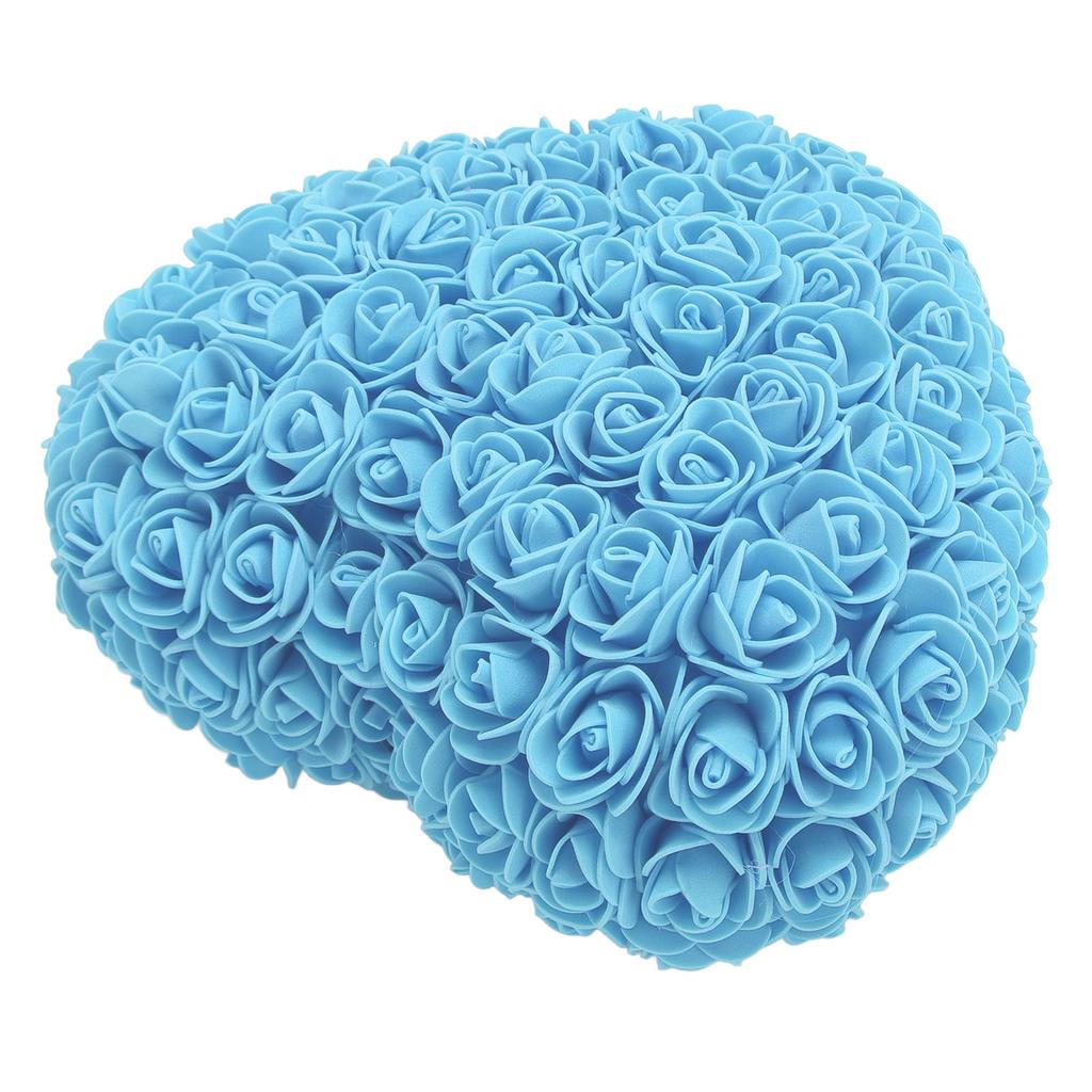 Foam Fake Roses Handcrafted Romantic Decorative Heart Shape Artificial Roses with String Light for Bedroom Wedding Blue