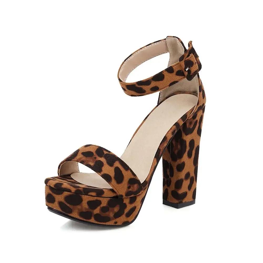 Ladies Platform Super High Heel Sandals Leopard Heels Woman Party Dress Shoes Summer Sandalia Feminina Femme Sandalias De Mujer