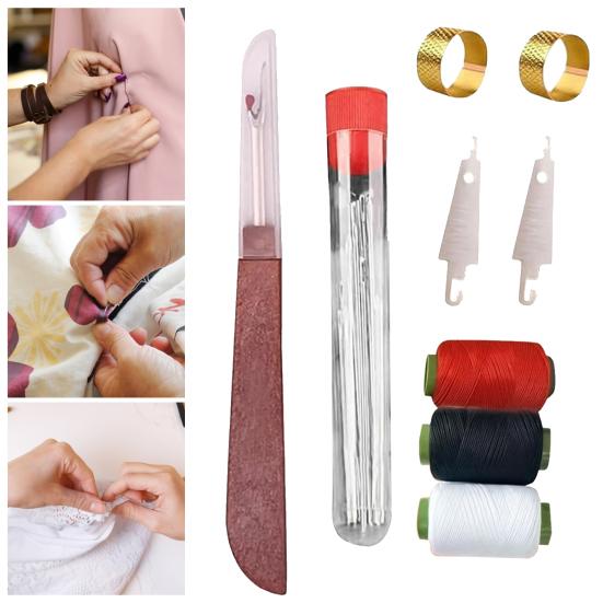 34Pcs/37Pcs Sewing Tool Set Needles Thread Hand Repair Tools Portable Sewing Kit Needle Threader Seam Remover Included DIY Craft Set