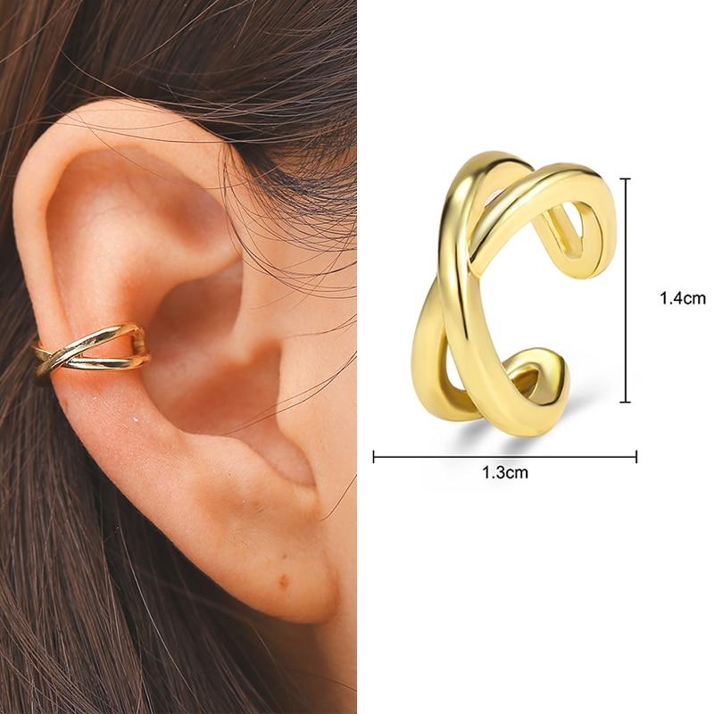 17KM 1PC Geometric Gold Clip Earrings Cuff Earrings For Women Girls Vintage Ear Cuff Star Without Piercing Clip On Ear Jewerly