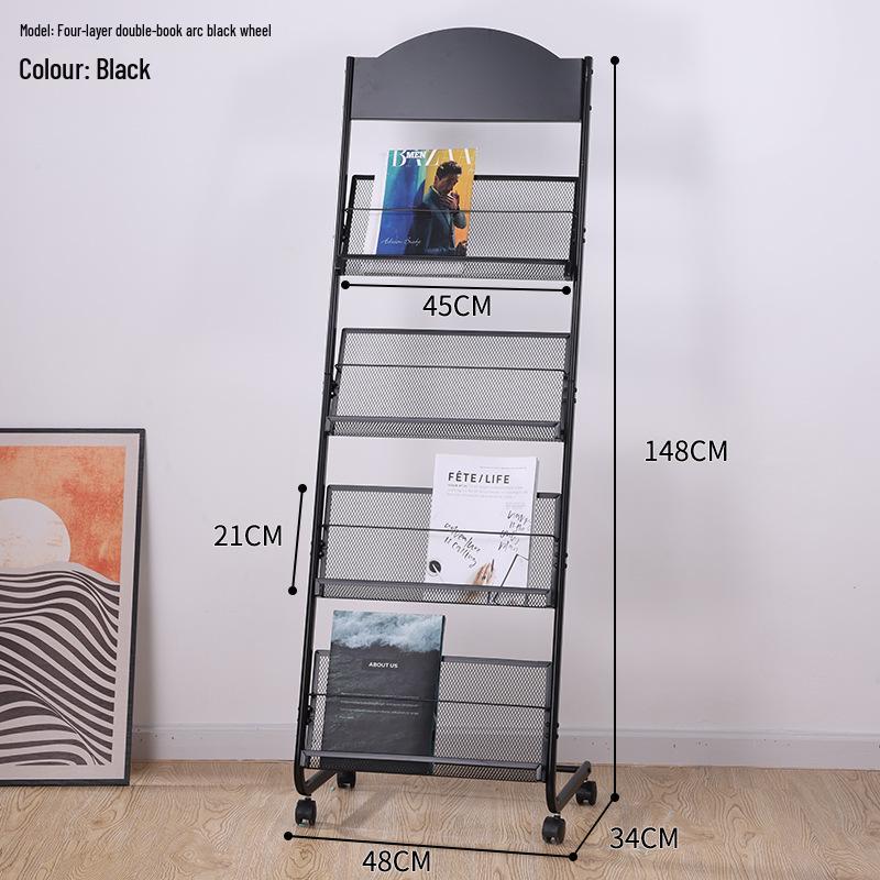 Floor Standing Magazine & Book Display Rack for Periodicals and Promotional Materials