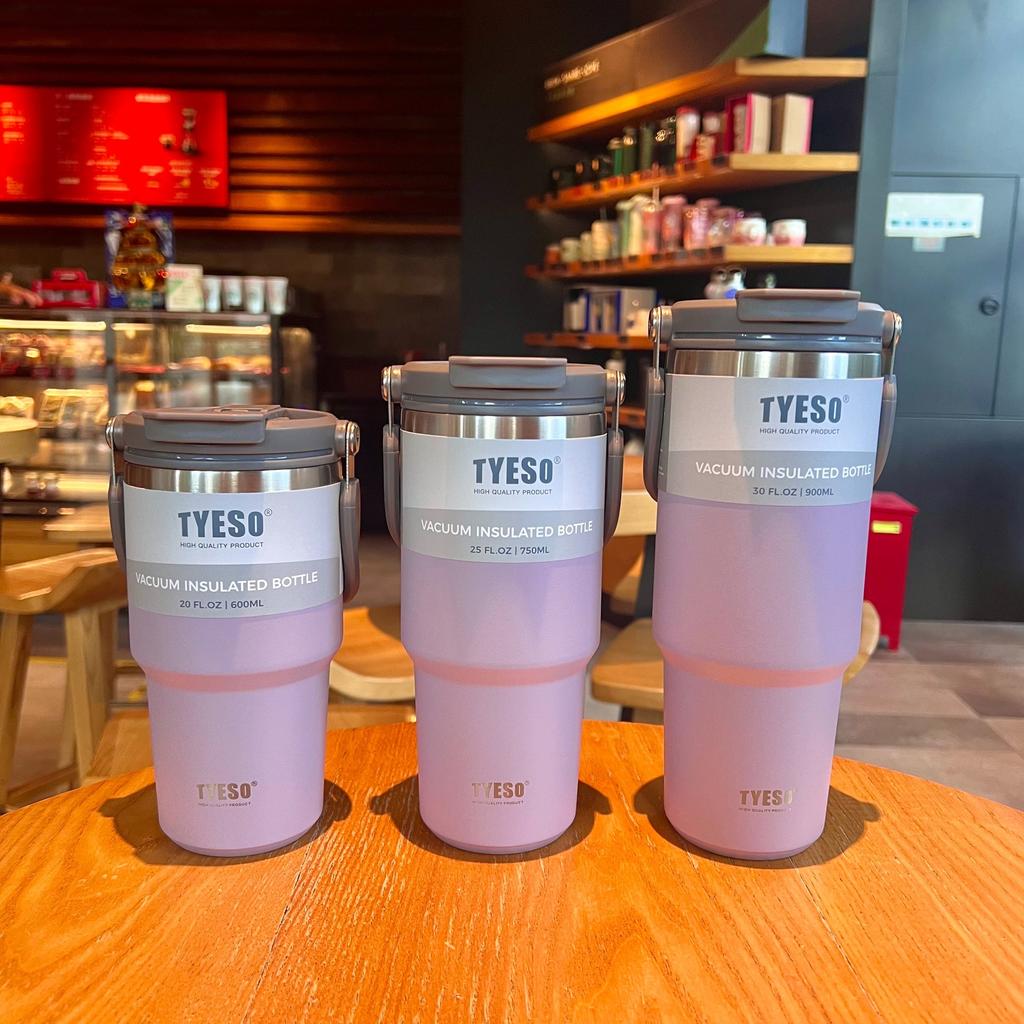 TYESO Thermal Coffee Cup Double Layer Insulation Keep Cold Car Ice Cup Large Capacity Stainless Steel Double Drink Water Bottle