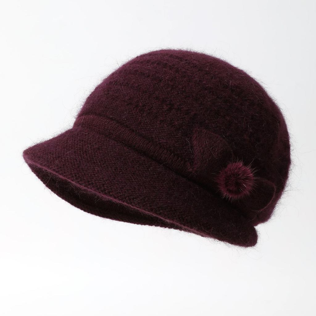 Autumn and Winter Woolen Hat and Scarf Set Elegant and Versatile Plus Velvet and Warm Squirrel Velvet Women's Knitted Hat