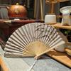 Bamboo Chinese Style Folding Fan Vintage Silk Folding Fan Shank Classical Dance Fan Tassel Elegent Female Hand Fan Home Decor