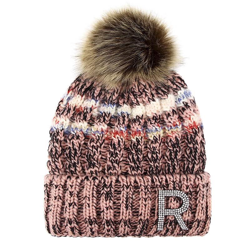 

Women s Rhinestone Pom-Pom Plush-Lined Beanie One Size