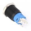 2PCS Black Self Locking Metal Switch IP65 Protection with LED Lamp and Symbol 16mm(Blue 36VDC)