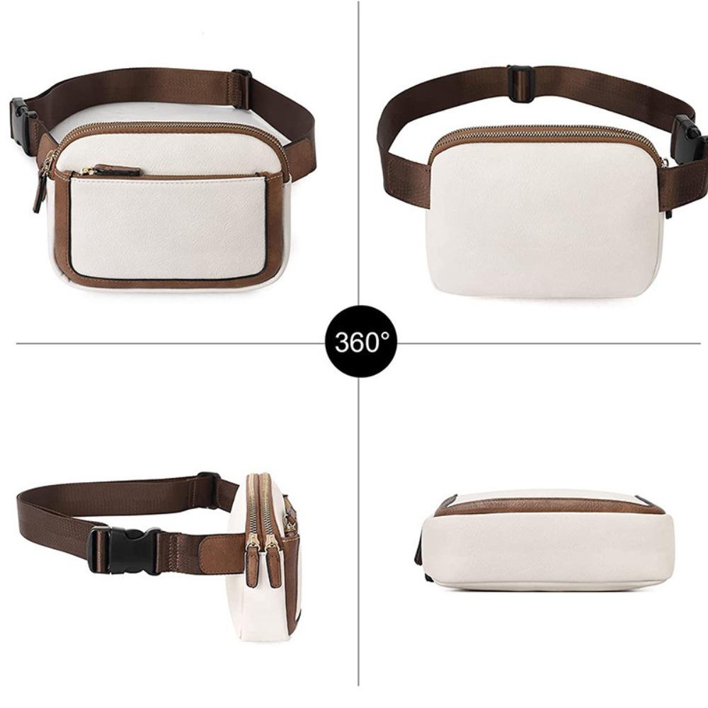 Korean Style Women's Fanny Pack PU Leather Adjustable Strap Crossbody Chest Bag Clutch Bag Card Pocket Women Waist Bag Man