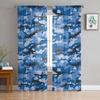 Blue Camouflage Printed Sheer Tulle Curtains for Bedroom Living Room Balcony Outdoor Summer Home Decor