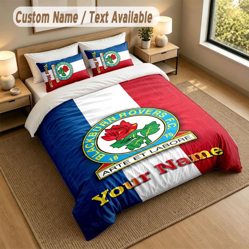 Bedding Set 1 Duvet Cover 2 Pillowcases Blackburn Rovers Football Print Soft Bed Linen Bedroom Decor