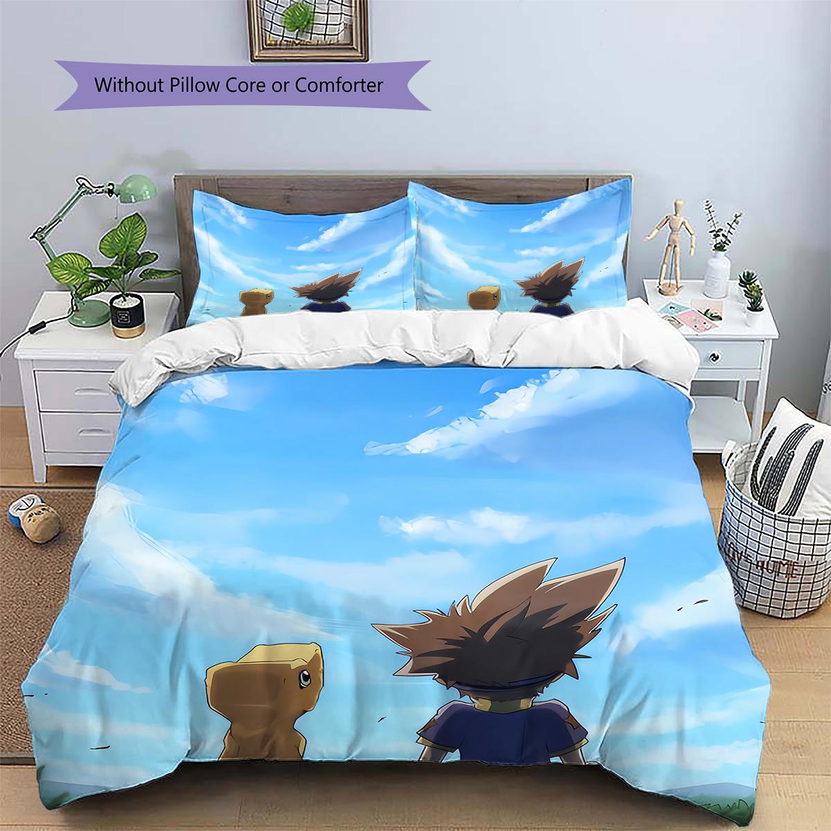 Digimon Main Partner Group Duvet Cover & Pillowcases, Digimon Fan Bedroom Bedding, Perfect Gift.chl 135x200cm