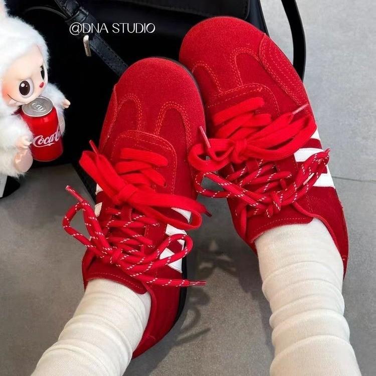 Retro Leopard Print Lace-up German Training Shoes Women's 2025 Early Autumn New Bo Bottom Inner Height-increasing Racing Shoes Sports Casual Shoes