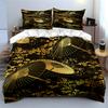 Golden Umbrella and Floral Black Bedding Set Bedding Set (1 Duvet Cover, 2 Pillowcases, Duvet Not Included)