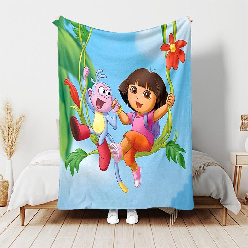 1pc Blanket D-Doras The Explorer Print Design, Lightweight Blanket for Sofa, Bed- Soft &Warm, Gift for All Seasons like Christmas, Halloween