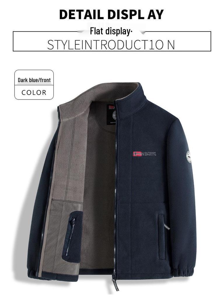 Herren Doppelseitige Norwegische Sherpa Fleecejacke: Business Casual, Outdoor, Warm, Mit Samt gefüttert und dick für Herbst/Winter.