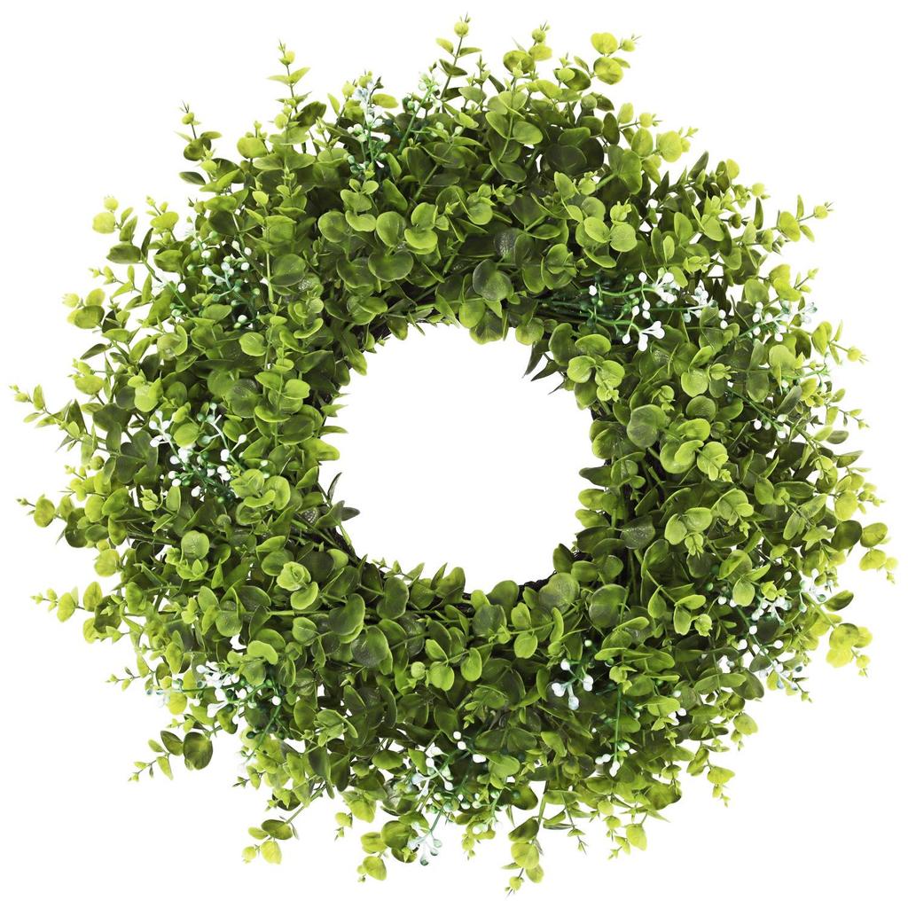 Kai Jin Eucalyptus Leaf and Berry Wreath - Rustic Farmhouse Spring/Summer Wall Decor