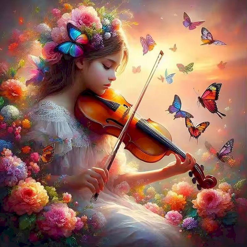 

Diamond Painting Full Square New Arrival Girl with Violin 5D Diamond Embroidery Cross Stitch Mosaic for Living Room Wall Decor Full Round 25x25cm жёлтый