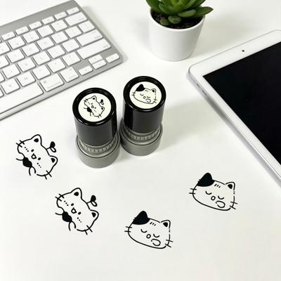 Carimbo com Padrão de Gato com Ilustrações de Gato Preto Selo Compacto Carimbo Criativo Portátil para Diários Cartões Agendas