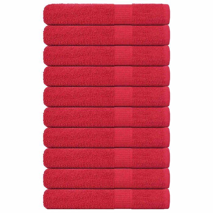 VidaXL Serviettes de sauna 10 pcs rouge 80x200 cm 360 g/m² 100% coton, serviette, serviette de bain, serviette en coton 136937