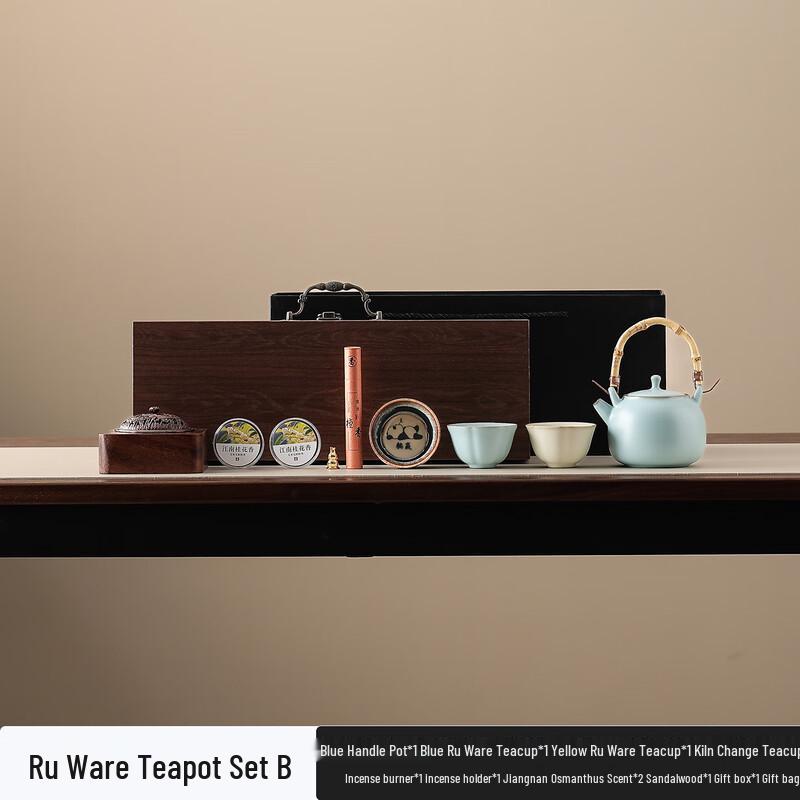 

Shangqi Celadon Pottery Tea Set with Lift-Beam Pot & Panda Cups