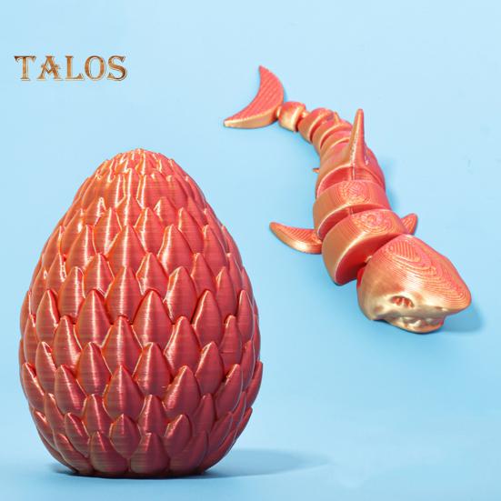 1 Zestaw Figurka Rekina Drukowana 3D Ruchome Stawy Rekin Zabawka Fidget Jajo Rekina z Artykułowanym Rekinem w Środku Dekoracja na Biurko Ornament