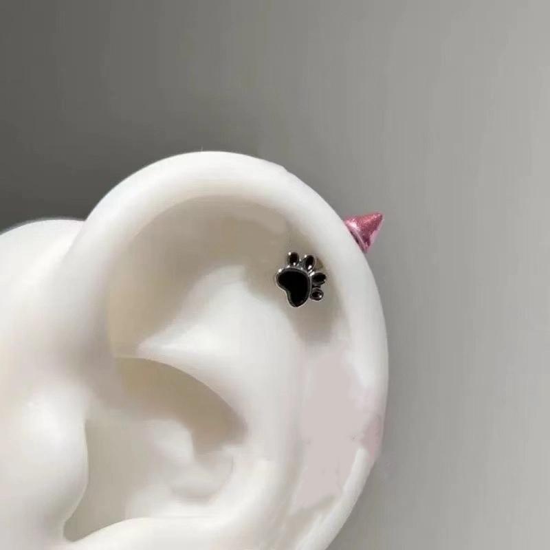 Red Zircon Wing Chain Piercing Earring For Women Men Gothic Silver Color Rivet Ear Bone Nail Earring Y2K Jewelry Accessories